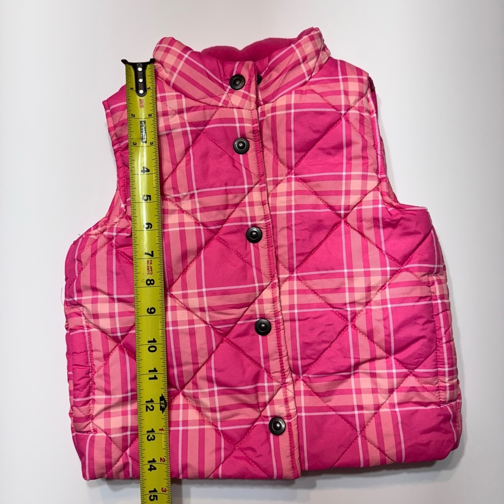 Bass Pro Shops Pink Plaid Quilted Puffer Vest Girls 3T Fleece Lined - Picture 5 of 9